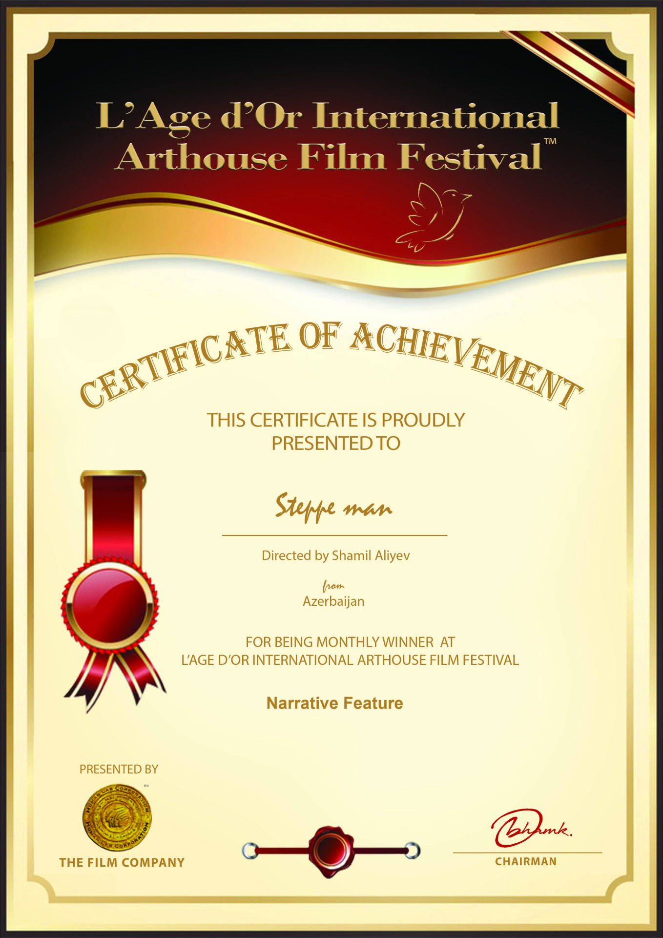 Азербайджанский фильм удостоин четырех наград L’Age d’Or International Arthouse Film Festival (ФОТО)