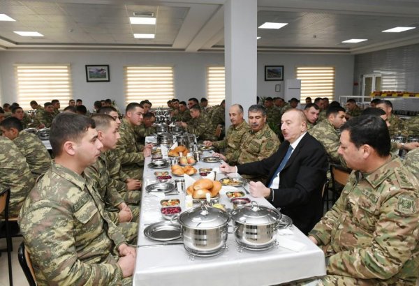 Commander-in-Chief Ilham Aliyev views conditions created at newly-built military unit in Beylagan (PHOTO)