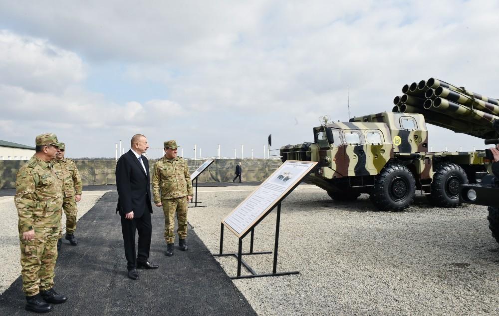 Commander-in-Chief Ilham Aliyev views conditions created at newly-built military unit in Beylagan (PHOTO)