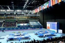 В Баку проходит первый день соревнований Кубка мира по прыжкам на батуте и тамблингу (ФОТО)