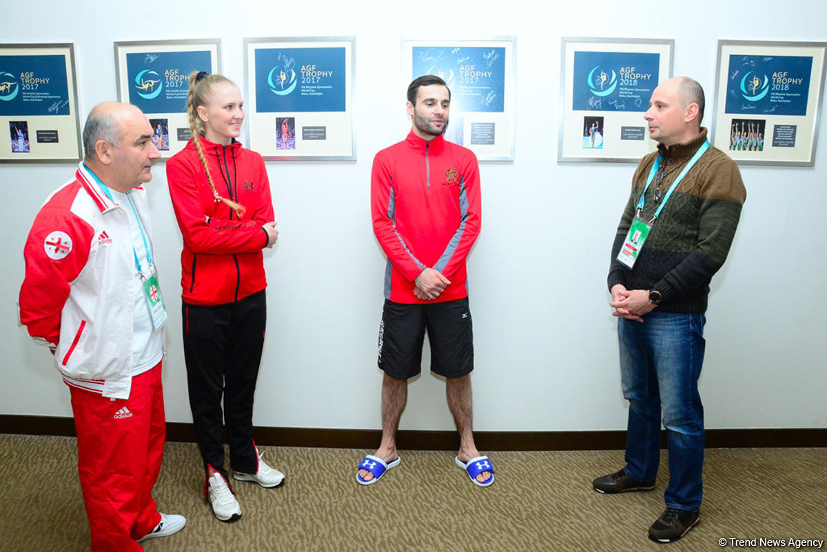 Представители посольства Грузии в Азербайджане встретились с гимнастами в рамках Кубка мира по прыжкам на батуте и тамблингу (ФОТО)