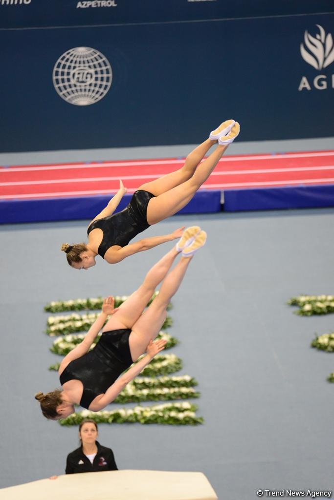 Winners of synchronous trampoline competition as part of World Cup awarded in Baku (PHOTO)