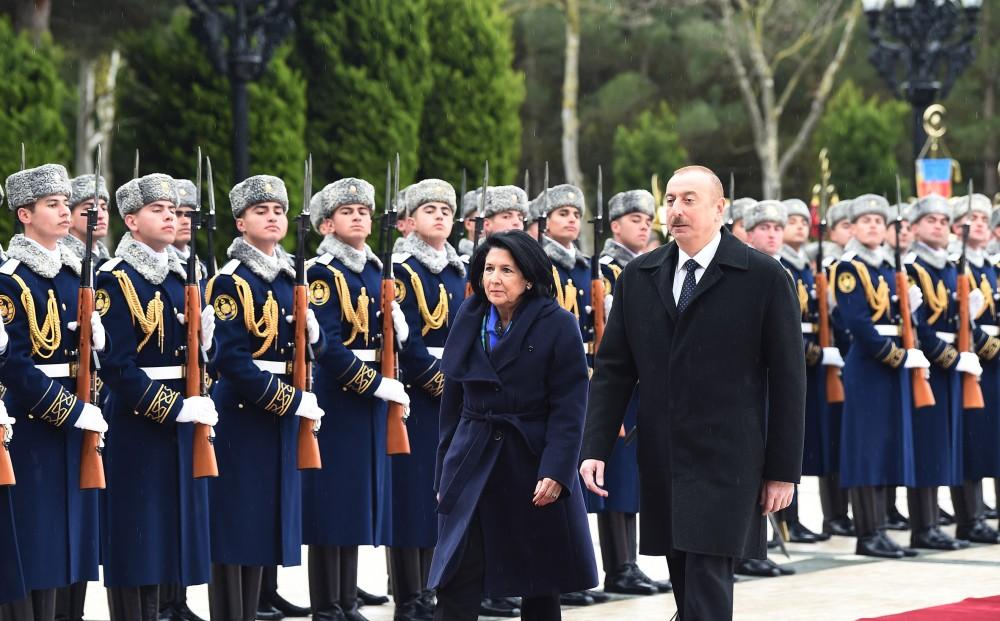 Official welcome ceremony held in Baku for Georgian President Salome Zurabishvili (PHOTO)