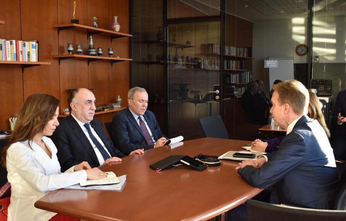 Глава МИД Азербайджана встретился в Женеве с президентом ВЭФ (ФОТО)