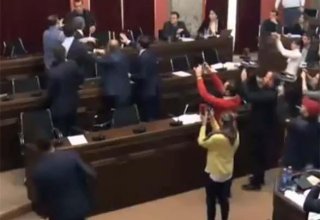 Gürcüstan parlamentində dava (VİDEO)