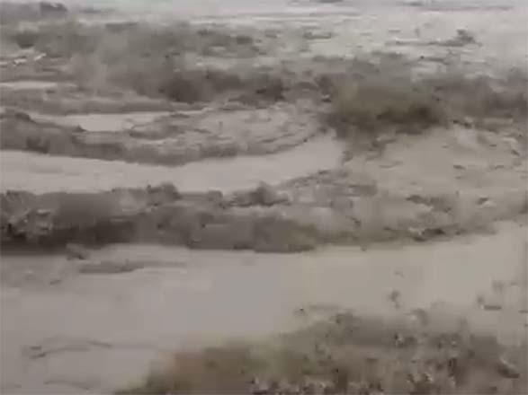River flooding in northern Iran, park left underwater