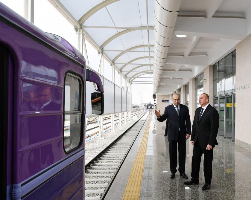 President Ilham Aliyev views conditions created at Bakmil station of Baku Metro after major overhaul (PHOTO)
