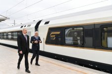 President Ilham Aliyev views passenger train to run on Baku-Tbilisi- Kars route (PHOTO) - Gallery Thumbnail