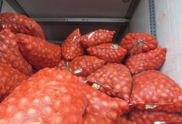 Police officers prevent onion smuggling in Iran
