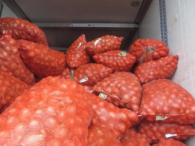 Police officers prevent onion smuggling in Iran