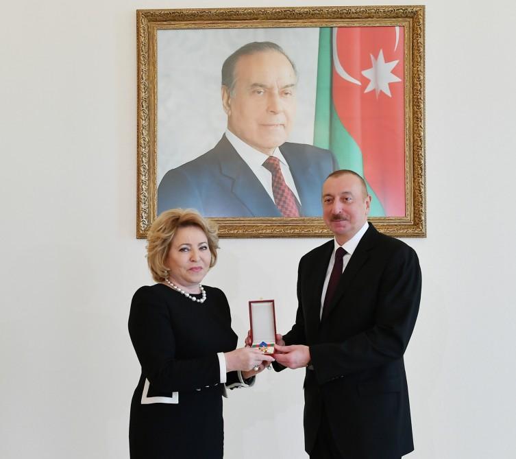 Президент Ильхам Алиев принял делегацию во главе с председателем Совфеда Федерального собрания РФ (ФОТО)