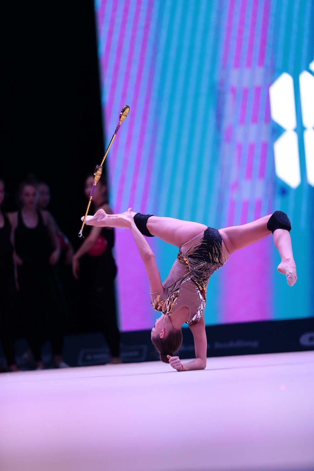 Milli Gimnastika Arenasında bədii gimnastika üzrə Dünya Kubokunun iştirakçılarının podium məşqləri keçirilib (FOTOREPORTAJ)