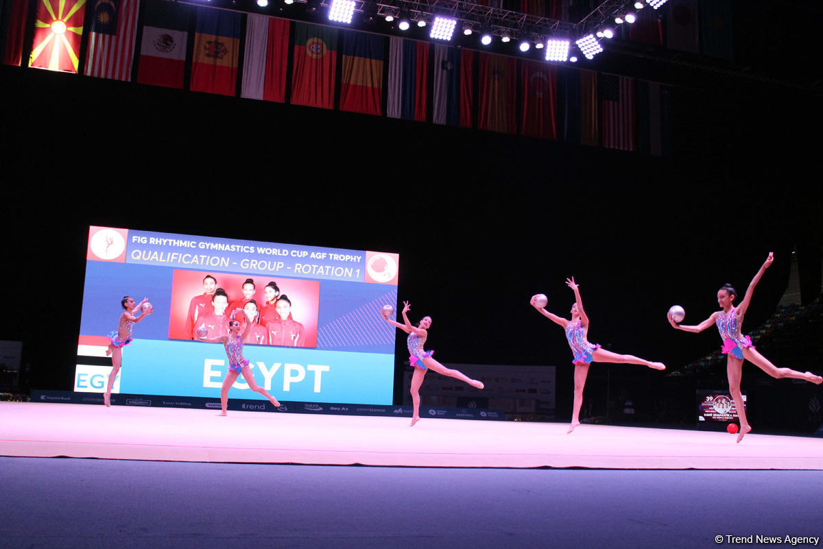 В Национальной арене гимнастики в Баку прошли квалификационные соревнования команд в групповых упражнениях (ФОТО)