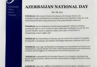San Diego proclaims May 28 as ‘Azerbaijan National Day’