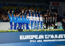 В Баку состоялась церемония награждения победителей Чемпионата Европы в командном зачете и в многоборье групповых упражнений (ФОТО)