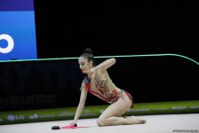 Milli Gimnastika Arenasında bədii gimnastika üzrə Avropa Çempionatının üçüncü günü çərçivəsində yarışlar davam edir (FOTO)