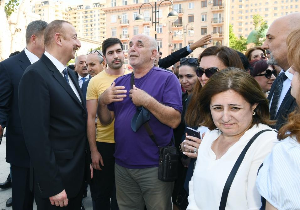 Azerbaijani president, first lady attend opening of garden and Central Park in Baku (PHOTO) (UPDATED)