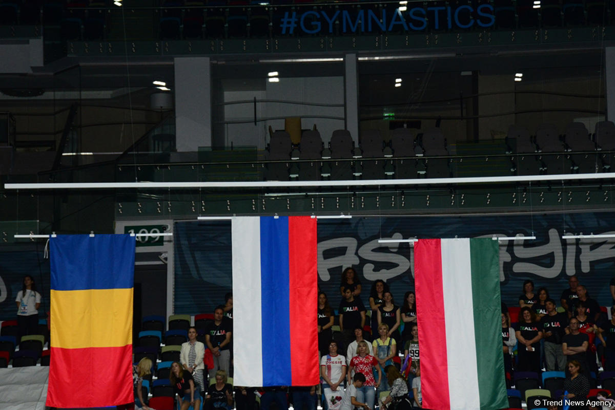 Awarding ceremony of winners of European Aerobic Gymnastics Championships in junior team competition held in Baku (PHOTO)