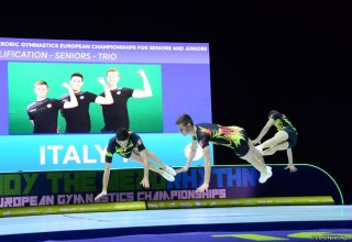 В Баку определились финалисты Чемпионата Европы по аэробной гимнастике среди трио