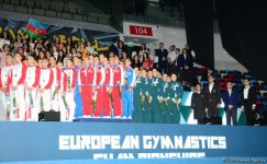 В Баку состоялась церемония награждения победителей Чемпионата Европы по аэробной гимнастике в командном зачете среди взрослых гимнастов (ФОТО)
