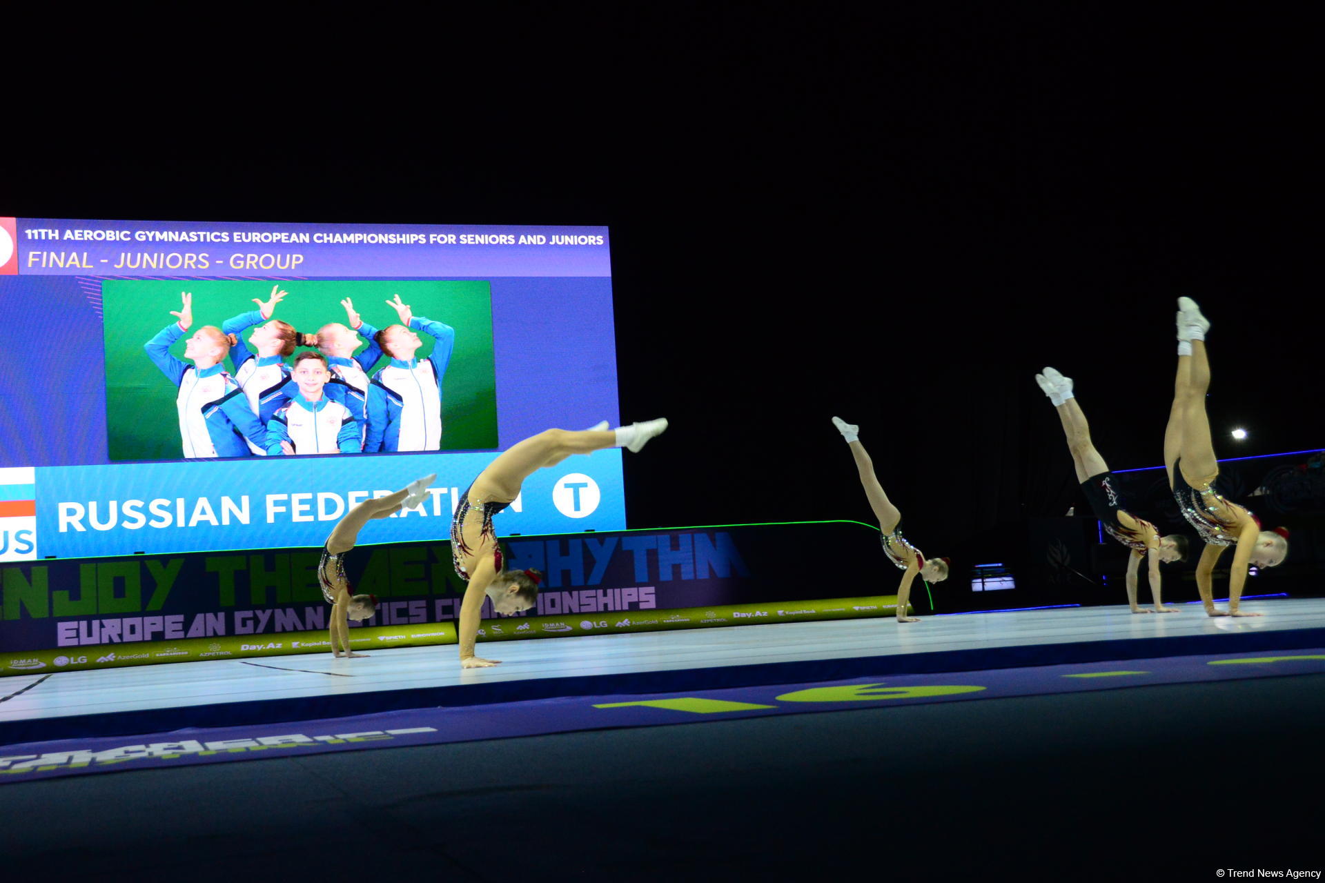 В Баку определились победители Чемпионата Европы по аэробной гимнастике среди юниоров, выступающих в составах групп