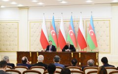 Президенты Азербайджана и Польши выступили с заявлениями для печати (ФОТО)