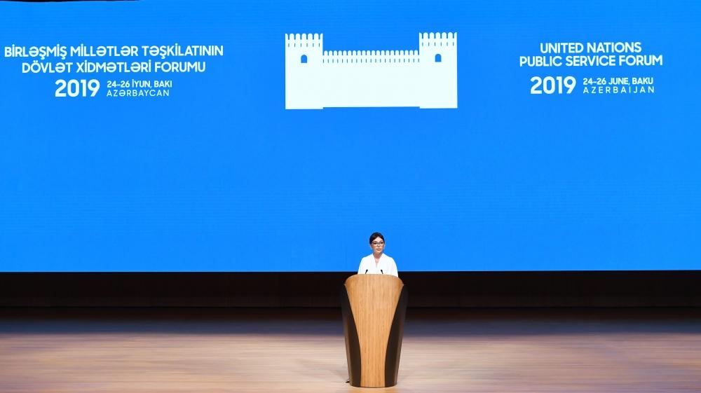 Первый вице-президент Мехрибан Алиева приняла участие в церемонии открытия Форума госуслуг ООН (ФОТО) (версия 2) - Gallery Image