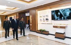 Azerbaijani President views conditions created at newly-reconstructed Military Lyceum named after Jamshid Nakhchivanski (PHOTO)