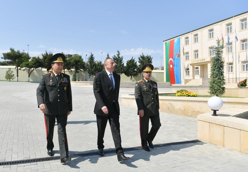 Azerbaijani President views conditions created at newly-reconstructed Military Lyceum named after Jamshid Nakhchivanski (PHOTO)