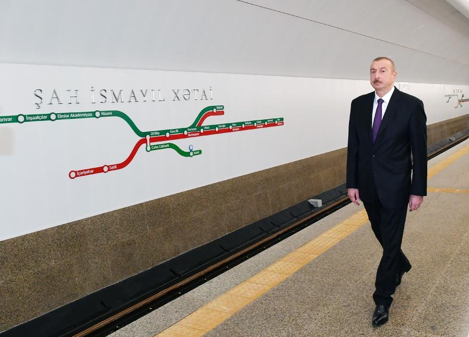 President Ilham Aliyev views work done at Khatai station of Baku Metro (PHOTO)