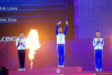 Bakıda bədii gimnastika üzrə dünya çempionatının fərdi finallarının qalibləri mükafatlandırılıb (FOTO)