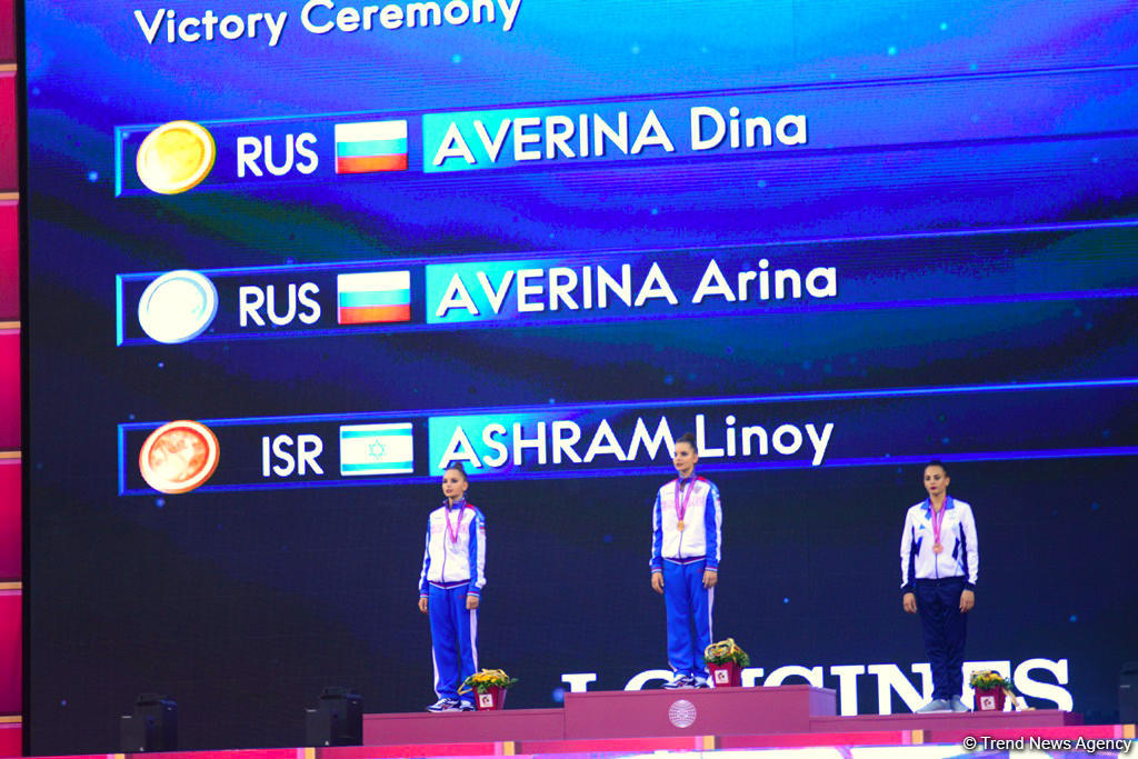 В Баку прошла церемония награждения победителей индивидуальных финалов 37-го Чемпионата мира по художественной гимнастике (ФОТО)