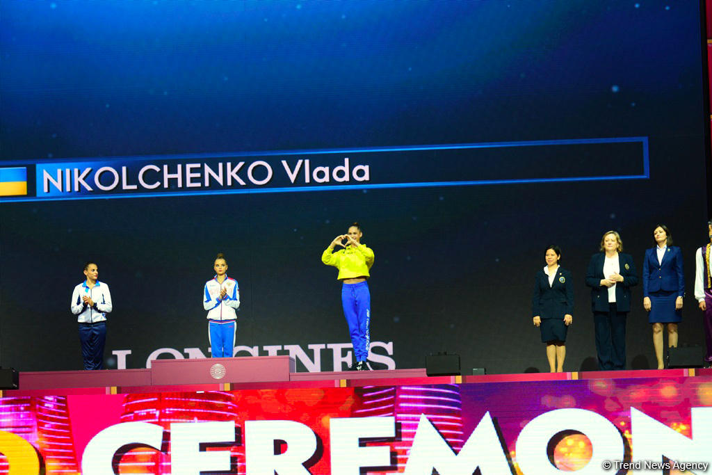 Bakıda bədii gimnastika üzrə dünya çempionatı finallarının qalibləri mükafatlandırılıb (FOTO)