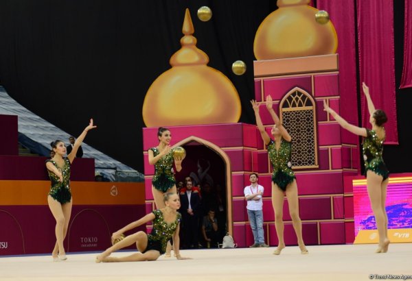Azerbaijani team getting ready for finals of 37th Rhythmic Gymnastics World Championship