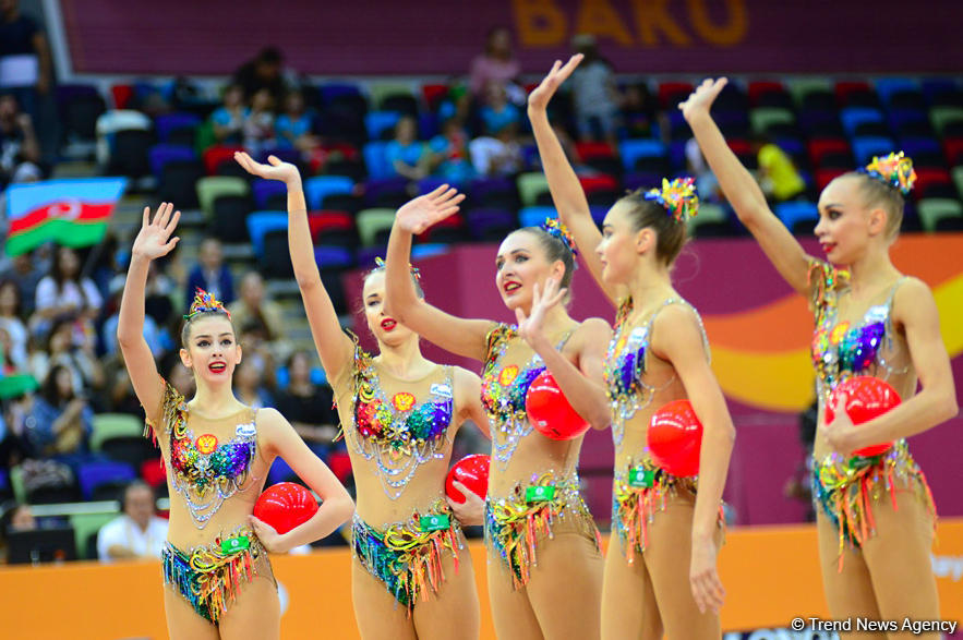 Team competitions in group exercises underway at 37th Rhythmic Gymnastics World Cup in Baku (PHOTO)