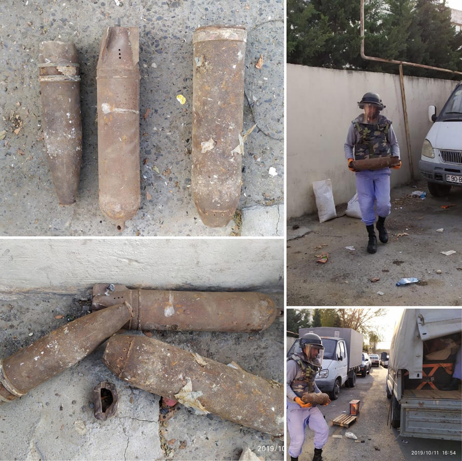 Bakıda orta məktəbin yaxınlığında 2 top mərmisi və aviabomba tapılıb (FOTO) - Gallery Image
