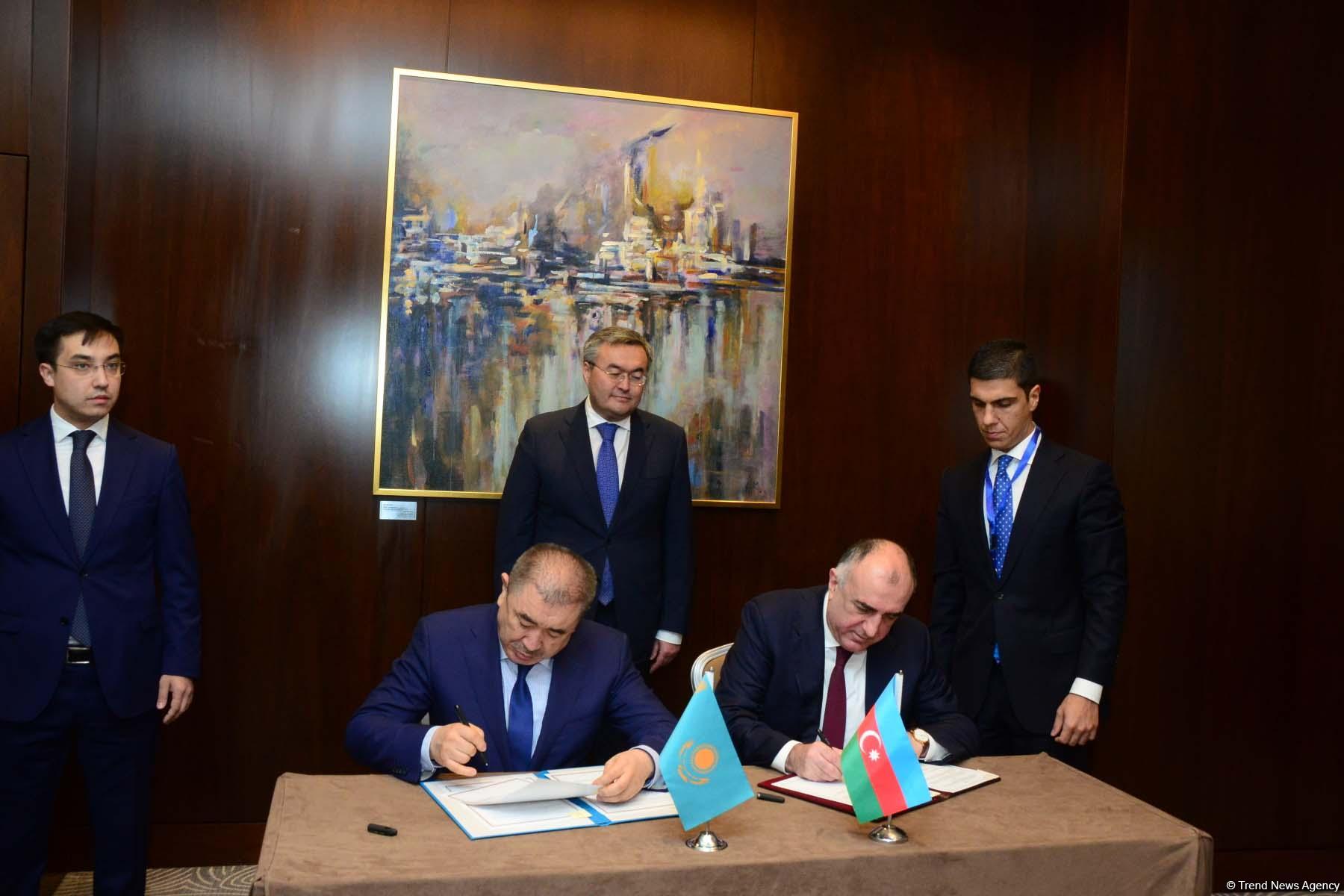 Azerbaijan, Kazakhstan ink protocol on amending agreement on mutual visa-free trips (PHOTO)