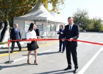 President Ilham Aliyev inaugurates newly reconstructed highway in Aghdash district (PHOTO)