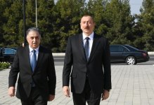 President Ilham Aliyev arrives in Aghdash district (PHOTO)