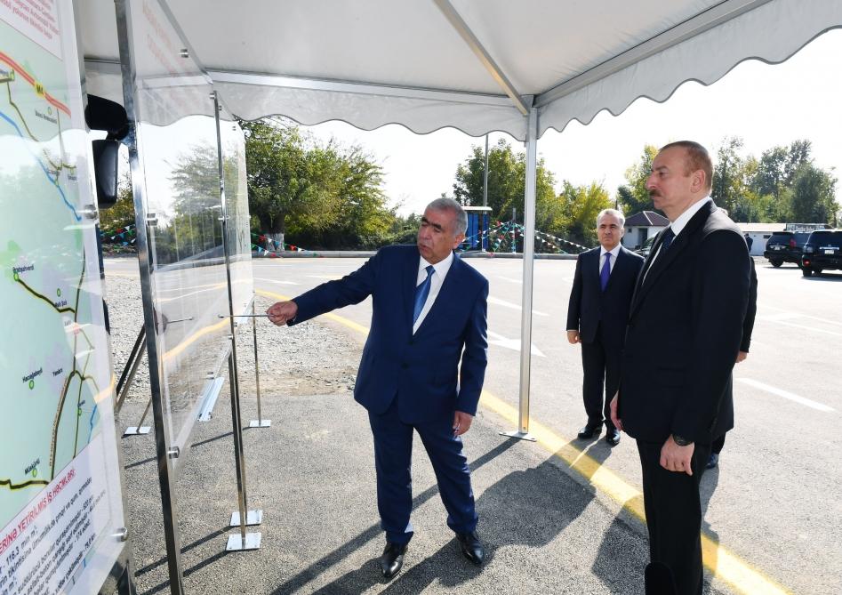 Prezident İlham Əliyev Ağdaşda yenidən qurulan avtomobil yolunun açılışında iştirak edib (FOTO) (YENİLƏNİB)