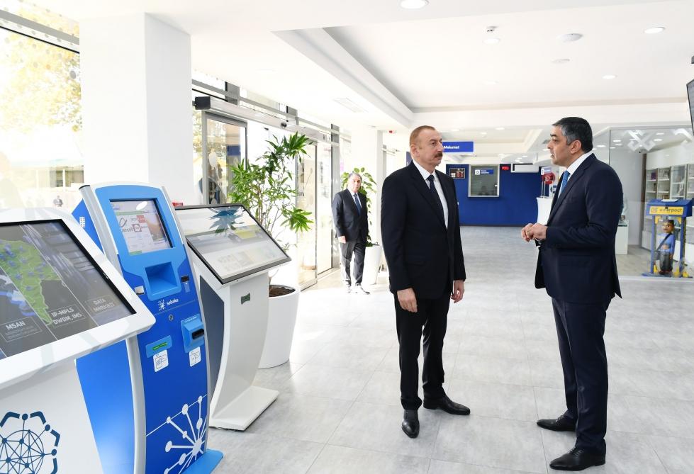 Президент Ильхам Алиев принял участие в открытии Центра обслуживания «Шебеке» в Агдашском районном телекоммуникационном узле (ФОТО)