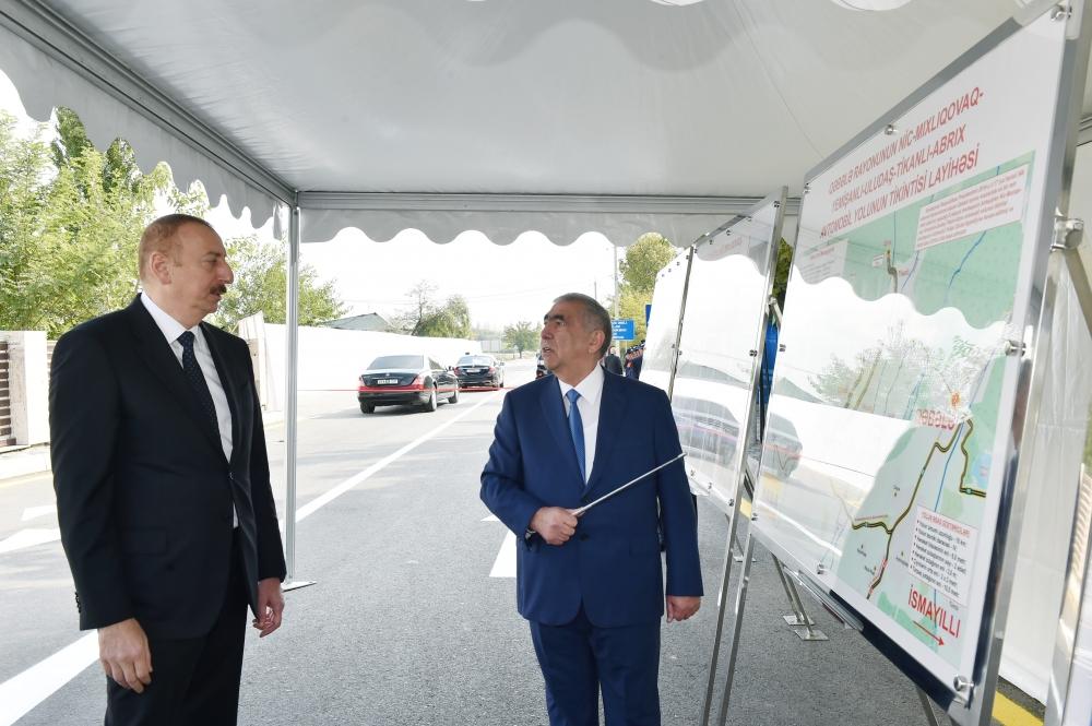 Президент Ильхам Алиев принял участие в открытии автодороги в Габале (ФОТО)