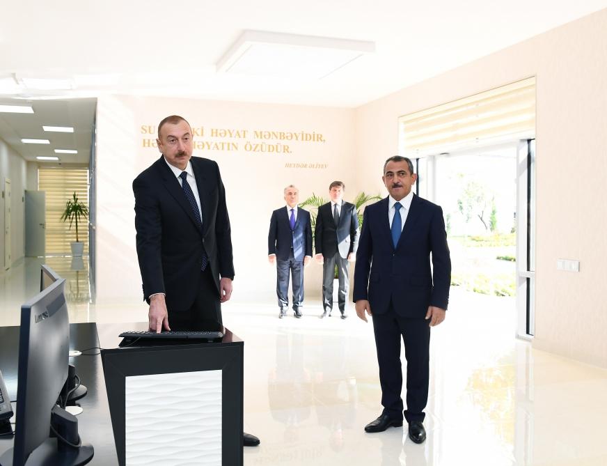 Президент Ильхам Алиев принял участие в церемонии сдачи в эксплуатацию систем водоснабжения и канализации города Габала (ФОТО)