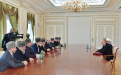 Президент Ильхам Алиев принял делегацию в составе группы мусульманских религиозных деятелей из северокавказских республик России (ФОТО)