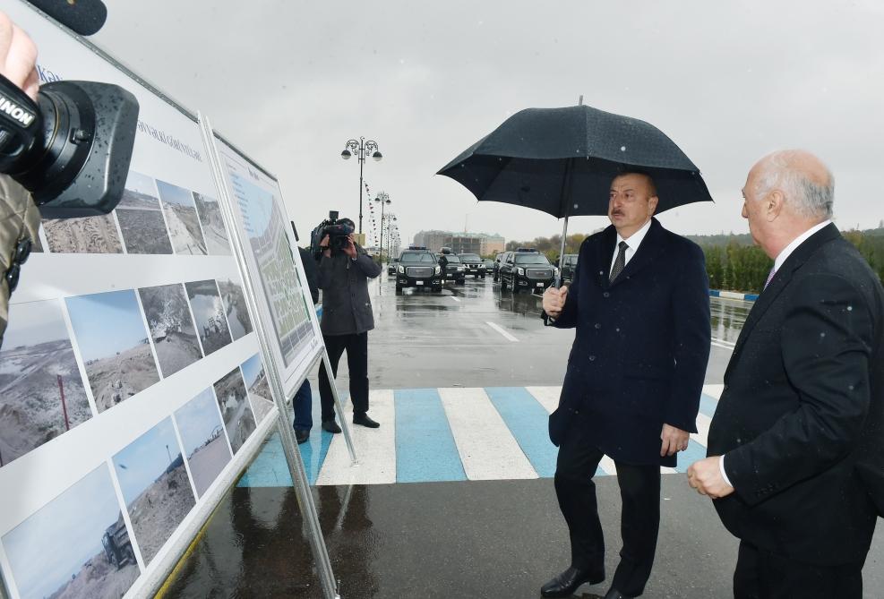 President Ilham Aliyev views conditions created at newly built part of Sumgayit Boulevard Complex (PHOTO)