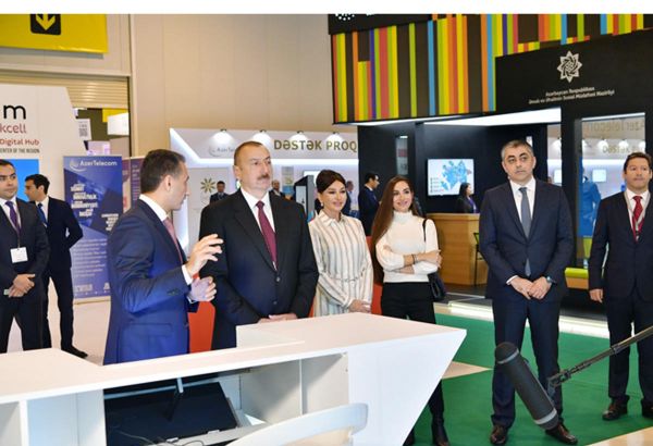 Azerbaijani president with first lady view Bakutel 2019 exhibition (PHOTO)