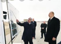 President Ilham Aliyev views construction at Baku-Guba-Russia state border highway (PHOTO)