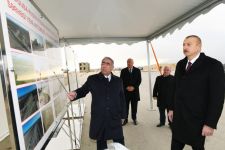 President Ilham Aliyev views construction at Baku-Guba-Russia state border highway (PHOTO)