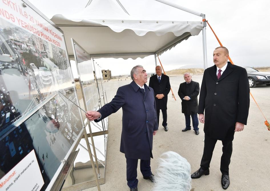 President Ilham Aliyev views construction at Baku-Guba-Russia state border highway (PHOTO)