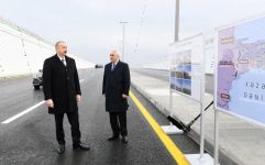 Президент Ильхам Алиев принял участие в открытии автомобильного туннеля в поселке Пиршаги (ФОТО)